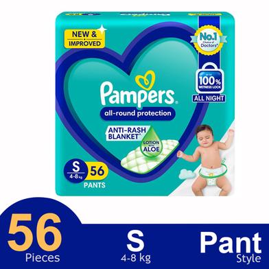 Pampers All Round Pants System Baby Diper (S Size) (4-8 kg) (56Pcs) image
