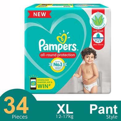 Pampers All round Pants System baby diapers (XL Size) (12-17kg ) (34Pcs) image