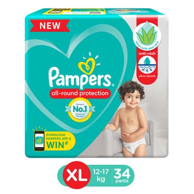 Buy Pampers All round Protection Pants, Extra Extra Extra Large size baby  diapers (XXXL) 23 Count, Lotion with Aloe Vera & Whisper Bindazzz Nights Period  Panties for women and girls, Pack of