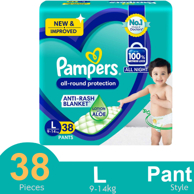 Pampers Jumbo Pants System Baby Diaper (L Size) (9-14 Kg) (38 Pcs) image