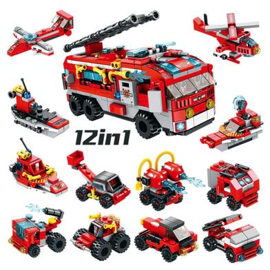 Panlos 561 Pcs Firefighter Lego 12 in 1 City Building Block for Kids 25 Play Style image