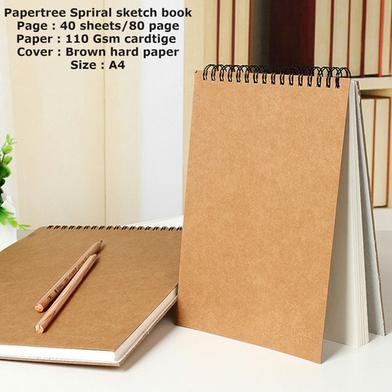 Papertree Spiral Sketch Book Cardtige Paper Khata With Brown Hard Cover A4  : PAPER TREE 