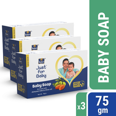 Parachute Just for Baby - Baby Soap 75g Pack of 3 Combo (75g x 3) image