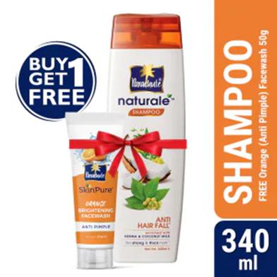 Parachute Naturale Shampoo Anti Hair Fall 340ml (FREE Orange Facewash - ANTI PIMPLE - 50gm) image