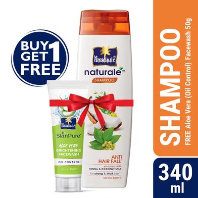 Parachute Naturale Shampoo Anti Hair Fall 340ml (FREE Aloe Vera Facewash - OIL CONTROL - 50gm) image
