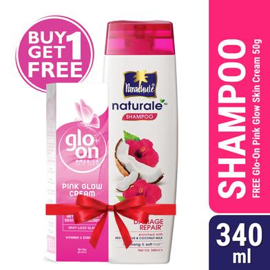 Parachute Naturale Shampoo Damage Repair 340ml (Glo-On Pink Glow Cream 50g Free) image