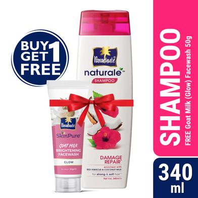 Parachute Naturale Shampoo Damage Repair 340ml (FREE Goat Milk Facewash - GLOW - 50gm) image