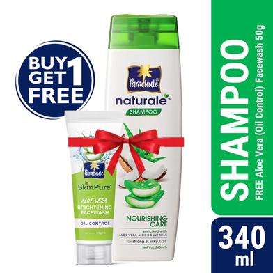 Parachute Naturale Shampoo Nourishing Care 340ml (FREE Aloe Vera Facewash - OIL CONTROL - 50gm) image