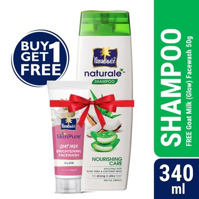 Parachute Naturale Shampoo Nourishing Care 340ml (FREE Goat Milk Facewash - GLOW - 50gm) image