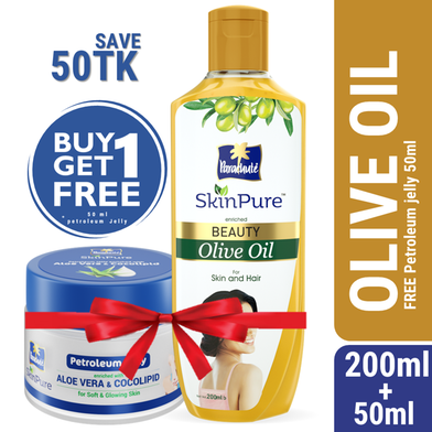 Parachute SkinPure Beauty Olive Oil 200ml (50ml Petroleum Jelly Free) image