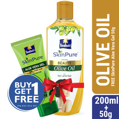 Parachute SkinPure Beauty Olive Oil 200ml (Free SkinPure Aloe Vera Gel 50g) image