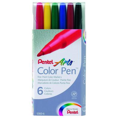 Pentel Arts Color Pen Assorted 6 Color Set image