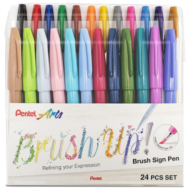 Pentel Brush Sign Pen 24 Colors Set image
