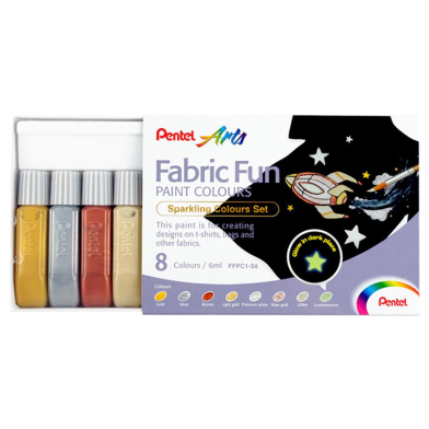 Pentel Fabric Fun Paint 8 ColorSet Spekling Colors image