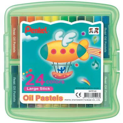 Pentel Large Stick Oil Pastel 24 Colors Set - Green Plastic Case image
