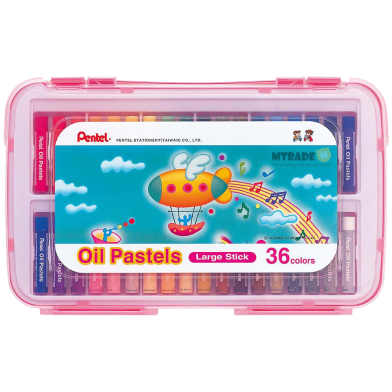 Pentel Large Stick Oil Pastel 36 Colors Set - Pink Plastic CASE image