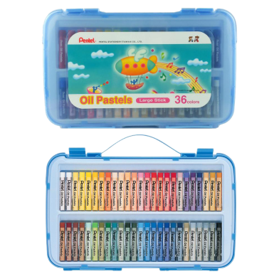 Pentel Large Stick Oil Pastel 36 Colors Set - Sky Blue Plastic CASE image