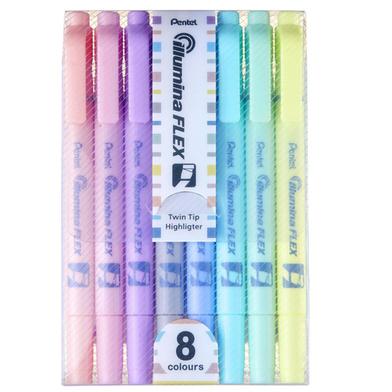 Pentel Twin Tip Illumina Flex Highlighter 8 Pastel Colors Set image