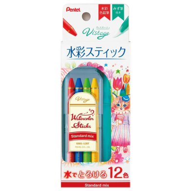 Pentel Vistage Water Color StickS WZ Water Brush Set (STANDARD MIX) image