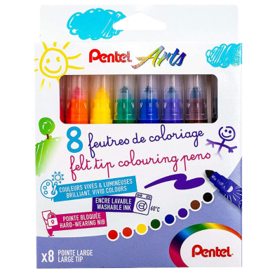 Pentel WASHABLE Color Pen 8 Color Large Tip image