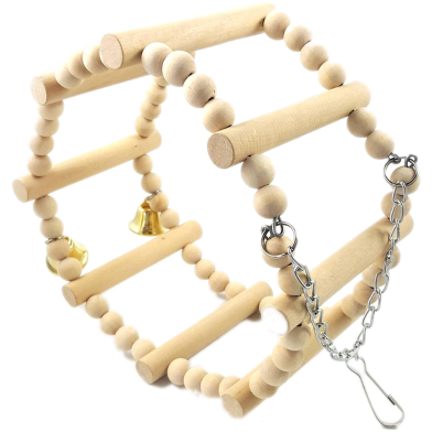 Pet Bird Parrot Wooden Ferris Wheel Hanging Swing Ladder Stand Climbing Chew Toy image