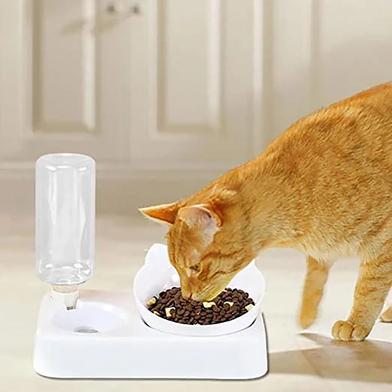 Pet Cat Food Bowl and Automatic Water Dispenser image