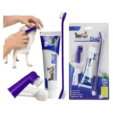Pet Dental Care Set - Essential for Brushing Kittens, Toothpaste Set for Dogs, Toothbrush Set for Pets image