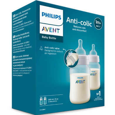 Philips Avent Baby Feeder Anti-Colic Baby Bottles 1month Plus 260 ml - 2 Pcs Bottle Pack image