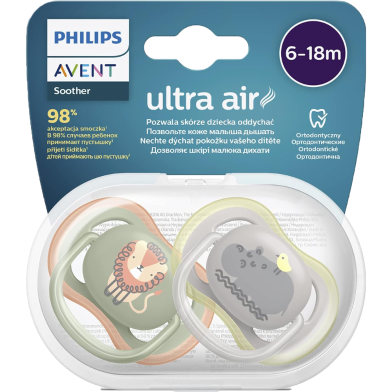 Philips Avent Scf085/17 Ultra Air Silicone Pacifier 2Li 6-18 Months Male image