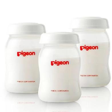 Pigeon Wide Neck PP Breast Milk Storage Bottle (160ml) with Sealing Disk - White (3pcs-set) image