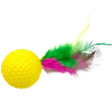 Plastic Golf Ball with Feather Cat Toy image