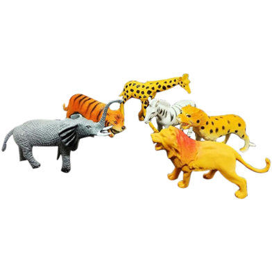 Plastic Mini Jungle Wild Animals Toys Set For Kids 6 Pcs animal hard 87289 rfl Model 2 Non Brand Rokomari
