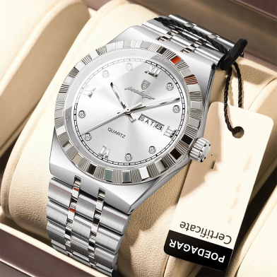Poedagar 872 Luxury Fashion Stainless Steel Waterproof Watch For Men image