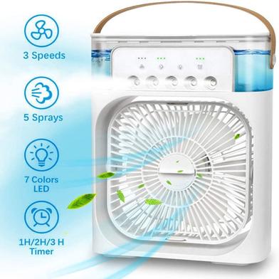 Portable Conditioner Air Fan Mini Evaporative Colors Cooler Light 7 Air LED Small Appliances Pedestal Fan with Remote Control (WHITE, One Size) image