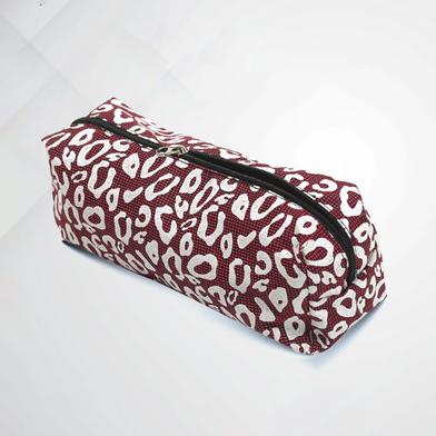 Pouch Bag Maroon And White 9x4 Inch image