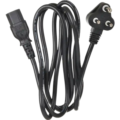 Power Cord 3 Pin Round 1.5 Meter Compatible with Desktop, Monitor, Printer, TV – Black image