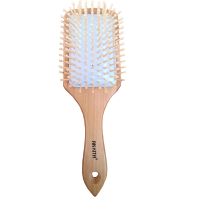 Premium Fashion Paddle Cushion Wooden Hair Brush/Comb - 1 pcs image