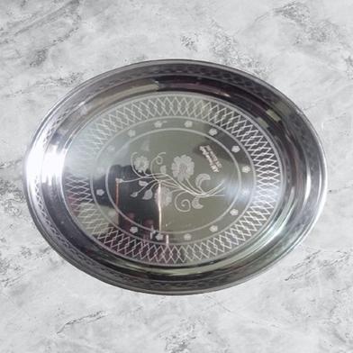 Premium Quality Stainless Steel Lunch Plate Medium Size image