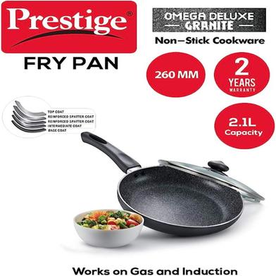 Prestige Omega Deluxe Granite Fry Pan with Lid, 280mm, Black image