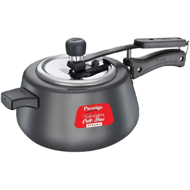 Prestige Pressure Cooker Svachh Nakshatra Cute Duo Hard Anodised with Deep Lid for Spillage Control-Black image