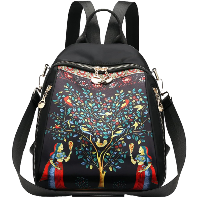 Printed New High Capacity Female Waterproof College Backpack,Trendy Women, Travel Laptop School Bags - Black image