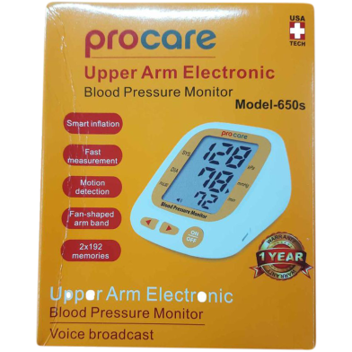 ProCare 650S Upper Arm Digital Blood Pressure Monitor Bp Machine with Voice Broadcast image