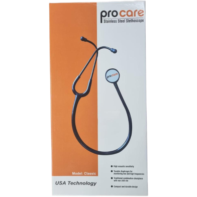 Procare Classic Stainless Steel Stethoscope -Black image