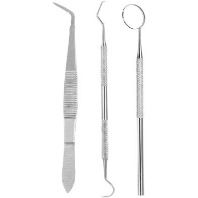 Professional 3 Pcs Stainless Steel Dental Instruments Mouth Mirror image