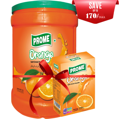 Prome Orange Powder Drink Can 2.25 Kg With Orange Powder Drink Box 250 gm (FREE) image