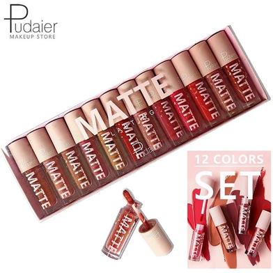 Pudaier 12Pcs/Set Velvet Matte Lip Gloss Lipstick Long-lasting Moisturizing Waterproof image