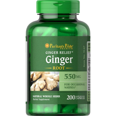 Puritan’s Pride Ginger Root by Supports Digestive Health 550 mg 200 Capsules image