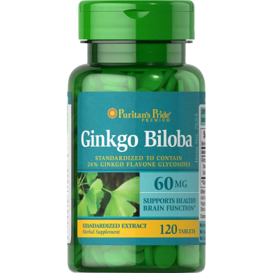 Puritans Pride Ginkgo Biloba Standardized Extract 60 mg 120 Tablets -294508846 image
