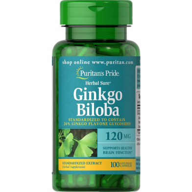 Puritan’s Pride Ginkgo Biloba Standardized Extract 120 mg – 100 Capsules image