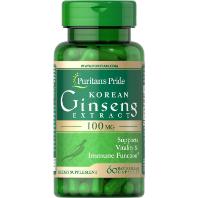 Puritan's Pride Korean Ginseng Standardized 100 mg - 60 Capsules image